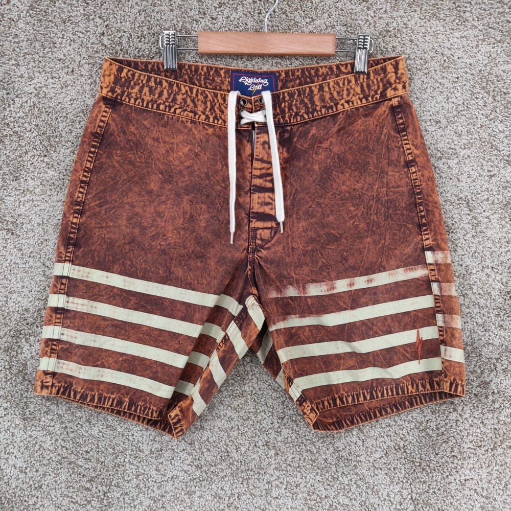 Vintage Lightning Bolt Surf Swim Trunks Mens 30 Board Shorts Rare 80s